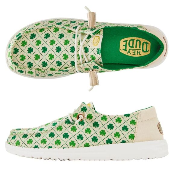 HEYDUDE Women’s Wendy Luck Shamrock Lightweight Slip-On Loafers – Size 7 - Picture 1 of 4